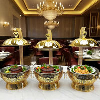 Plat à chafing de luxe doré pour usage commercial, suspendu, pour buffet