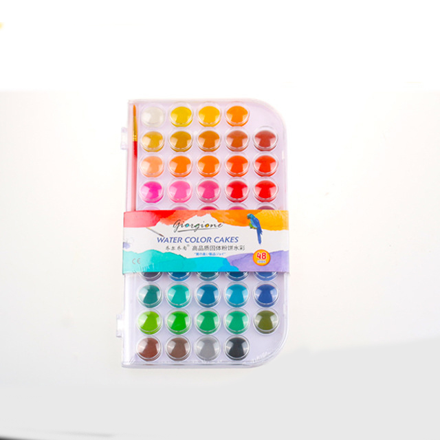 48 цветов акварельные сплошные краски для торта дешевые гуашь акварельные краски набор кистей ручка