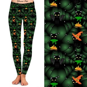 Leggings de <span class=keywords><strong>yoga</strong></span> taille haute pour femme, imprimé chat sorcière magique, coupe ajustée, motif Halloween effrayant, pantalon de sport, vêtements de sport - Product Image 2