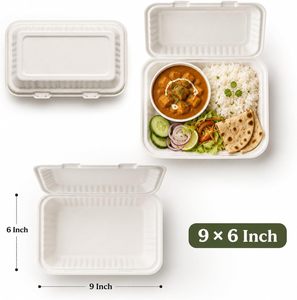 Custom High Quality Biodegradable Sugarcane <b>Pulp</b> Compostable Bagasse Clamshell Disposable Dinnerware Tableware for Food - Product Image 2