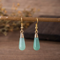 Boucles d'oreilles pendantes en pierres précieuses naturelles, améthyste, lapis-lazuli, dorées, en forme de goutte, pour femmes