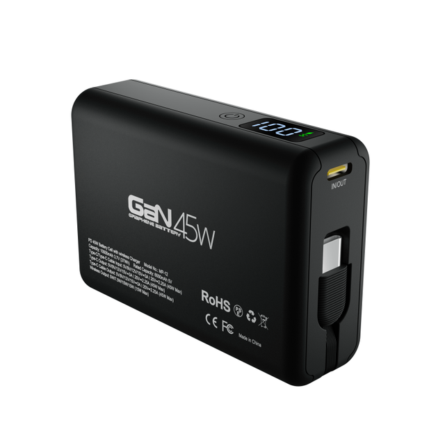 10000mAh 45W Power Bank Ultra-Fast Charging Portable LED Display Built-In Cable Wireless Charging Customizable Logo Power Banks