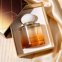Flacon de parfum en verre transparent ambré noir givré rond de luxe, vide, 30 ml, 50 ml, 100 ml, avec emballage en boîte