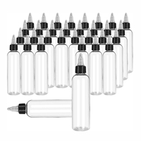 Bouteille en plastique Boston ronde transparente de 2oz 4oz, bouteille vide à presser, sauce tordue pour huiles liquides encres artisanat cuisine