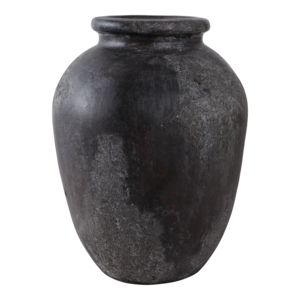 Vaso classico in terracotta testurizzato, profilo arrotondato, finitura macchiettata, per soggiorno e decorazioni per la casa - Product Image 3
