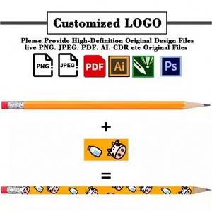 Lápices de Madera Negros al por Mayor, Sencillos, Económicos, Modernos, HB, para Regalo Escolar, Promocionales, Personalizados con Logotipo, Estándar, con Borrador - Product Image 2