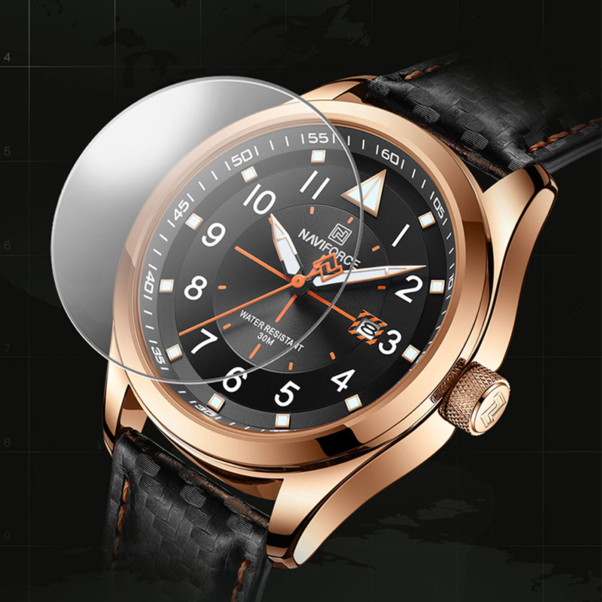 腕時計 メンズ アナログ |NAVIFORCE スポーツウォッチ メンズ アナログクォーツ クロノグラフ レザーストラップ 腕時計, ブルー ブラウン NAVIFORCE(ナビフォース)メンズスポーツウォッチ アナログクォーツ