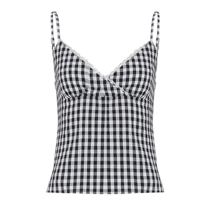 เสื้อสายเดี่ยวลายสก๊อตแบบไม่มีฟองน้ำสำหรับผู้หญิง – เสื้อกล้ามสายเดี่ยวทรงเข้ารูปช่วงเอวสวยหรู - Product Image 6