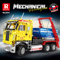 Reobrix 22016 MOC Camión de Carga de Barcos, Modelo de Coche RC, Control por APP, Rompecabezas, Juguetes de Ensamblaje, Bloques de Construcción, Sets de Ladrillos
