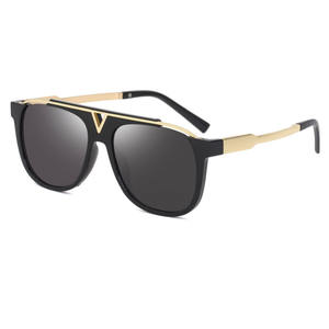 Gafas de sol de montura grande para hombre Mascot, lentes de PC doradas y negras, protección UV400 para el sol, viajes, conducción, moda C5 marrón - Product Image 1