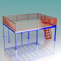Plateforme de picking multi-niveaux en acier à 2 étages, robuste, avec finition thermolaquée pour la gestion des commandes e-commerce