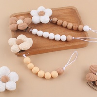 Attache-tétine à motif floral avec perles en silicone pour bébés garçons et filles – Sangle de sucette et de dentition pour bébé – Ventes flash
