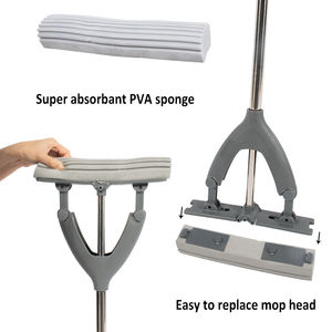 Serpillère en éponge PVA à longueur réglable, fonction autonettoyante, essorage sur quatre côtés, tige de levage en acier inoxydable, crochet de rangement haute performance - Product Image 5