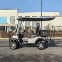Mobil Golf Listrik 4 Kursi 60V Baterai Bebas Perawatan Kaca Depan Lipat Lampu LED untuk Villa