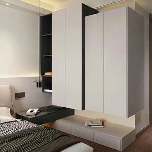 Armoire en bois intégrée contemporaine de bonne qualité, design de rangement laqué coloré, meubles de chambre à coucher - Product Image 6