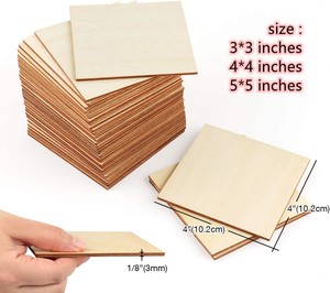 Yike 4x4 pouces carré inachevé pièces de <span class=keywords><strong>bois</strong></span> vierges pour la peinture écriture et bricolage artisanat projet planche de <span class=keywords><strong>bois</strong></span> pour le <span class=keywords><strong>dessin</strong></span> - Product Image 3
