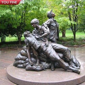 YOUFINEベテランパーク記念サイトの屋外アートのためのブロンズ女性とバトルクロス記念像 - Product Image 5