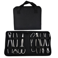 Kit d'outils de jardinage 7-en-1 pour Bonsaï : Crochet à racines, Coupe-branches, Outils de modelage, Ciseaux à bourgeons, Argent, Manuel