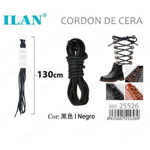 Laccio per scarpe cerato Ilan 130 cm nero per stivali e scarpe - Product Image 1