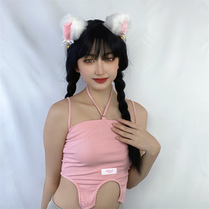 <span class=keywords><strong>Perruque</strong></span> synthétique Coolhair, vague lâche, cosplay, anime, couvre-chef, Noël, frange longue, cheveux noirs, double queue de cheval tressée - Product Image 3