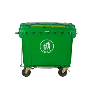 Commercio all'ingrosso en840 4 ruote 660l industriale di plastica 4 ruote mobile spazzatura rifiuti trolley bidone della spazzatura cestino