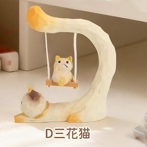 Figura Coleccionable de Gato en Columpio, Caja Sorpresa, Decoración de Escritorio de Resina, Regalo, Escala 1:24 - Product Image 2