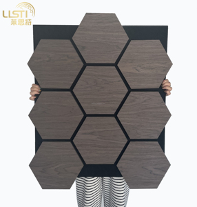 <span class=keywords><strong>Tik</strong></span> <span class=keywords><strong>Tok</strong></span> Trending Products Panel de pared Hexagonal 3D grabado Estilo y tamaño Paneles acústicos insonorizados de madera personalizables - Product Image 2