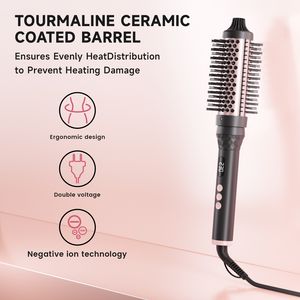 Brosse à cheveux chauffante PTC en aluminium avec affichage LCD de la température, pour hôtel et camping-car, brosse électrique - Product Image 4