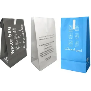 Inflight Airplane With Customized Printing Your Own Logo Black White Paper Airsickness Bags For Packaging Bag