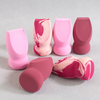 Éponge de maquillage ovale en forme d'alien, à trois coupes, douce, très élastique, double usage, pour poudre humide ou sèche