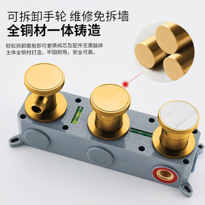 All-Copper Concealed Shower Set Round Rain Spray With Led Light Temperature Control For Bathroom - Product Image 2