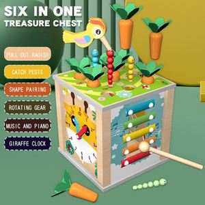 Multifunctional Save Durable Encourage Toy 6 in 1 Montessori Wooden <b>Activity</b> <b>Cube</b> for Toddlers Unisex - Product Image 2