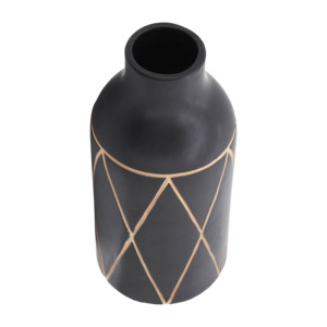 Elegante Vaso a Bottiglia in Ceramica Nera, Design Geometrico Moderno per Arredamento Casa, Soggiorno e Camera da Letto - Product Image 5