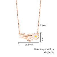 Hadiah gaya baru kalung bunga aster emas baja tahan karat kalung kustom dengan nama dapat diukir