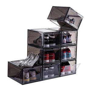 กล่องใส่รองเท้ามีฝาปิดแม่เหล็กแบบซ้อนกันฝุ่น PP โปร่งใสปรับแต่งได้ - Product Image 4