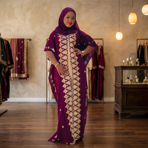 Cotton Kaftan <b>Dress</b> for Women Free Size <b>Long</b> Body Cover Lace Decoration Summer Tie-Dye Printed Casual Islamic Muslim Shirt Style - Product Image 2