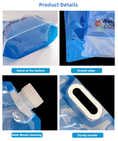 JIJID-Conteneurs à eau portables en PE-BD, 5L, 10L, pliable, transparent, avec bec verseur PE