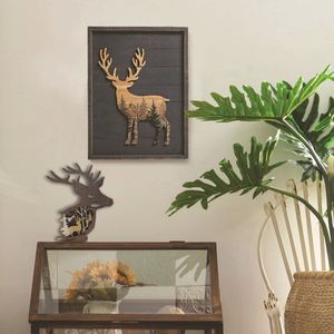 Ornements en bois de cerf en gros avec lumière LED renne, design animal de la forêt pour décoration créative de Noël à la maison, livraison directe - Product Image 4