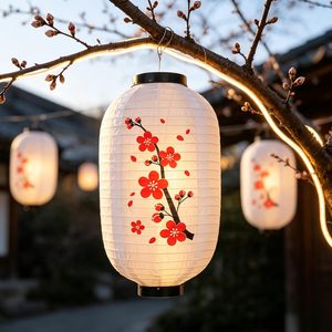 Lanterne en tissu traditionnelle japonaise, <span class=keywords><strong>cuisine</strong></span> Izakaya, restaurant de sushis, décoration de pub, lanterne à fleurs de prunier, lanterne à fleurs de cerisier, extérieur - Product Image 6