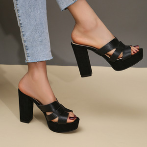 Sandalias de Tacón Alto con Punta Abierta para Mujer, Estilo Europeo, Verano 2026, Sandalias Romanas con Tacón Grueso - Product Image 1