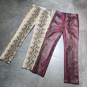 OEM Custom PU Vintage Snake Print <strong>Faux</strong> <strong>Leather</strong> Straight Leg Pants High Waist Punk Streetwear <strong>Trousers</strong> for <strong>Men</strong> - Product Image 1
