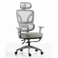 Chaise de bureau ergonomique à dossier haut en maille, avec accoudoirs réglables, inclinaison et verrouillage, pivotante, pour usage domestique, bureau ou école