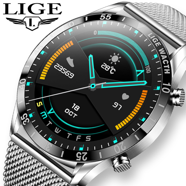Lige BW0189 Orologio Smart New Smart Watches Mens Full Touch Screen Sports Fitness Watch IP67 Waterproof Android IOS Smartwatch