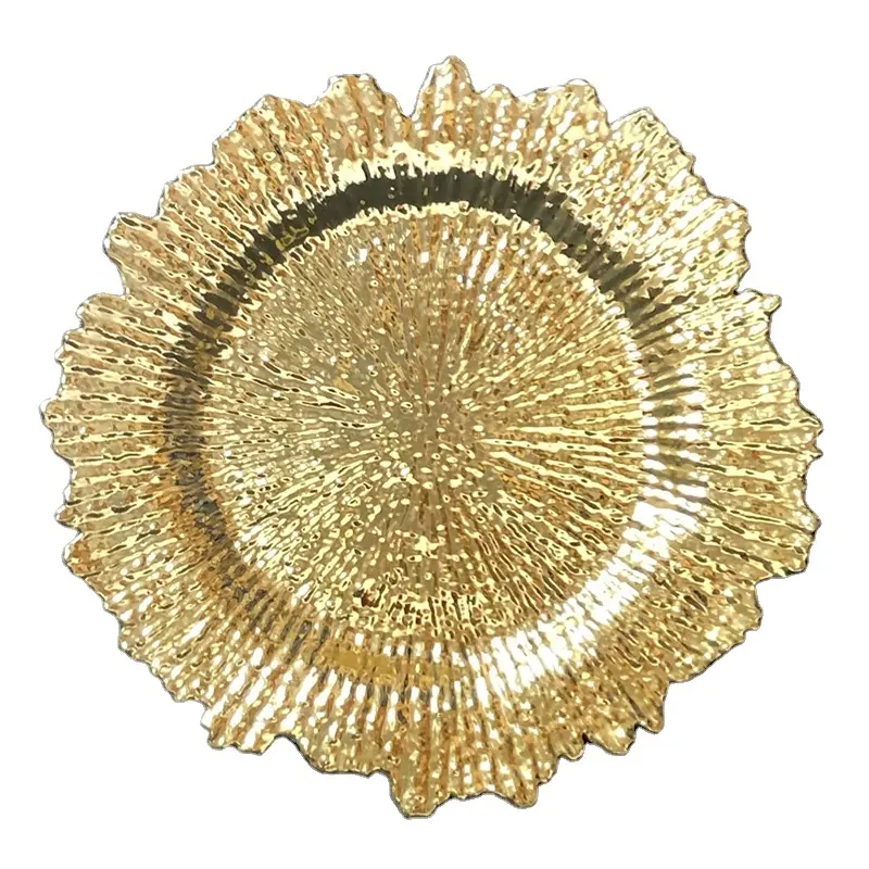 European Penh Plastic Reef Plate Western Food Fruit Plate Gold Silver Dinner Serving Party Decor Tray