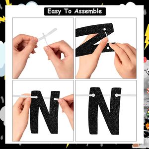 Decorazioni per Festa di Compleanno a Tema Four Nado per Ragazzi, Striscione 'Lui è un Piccolo Four Nado', Insegna Nera Tornado, Accessori per il 4° Compleanno - Product Image 4
