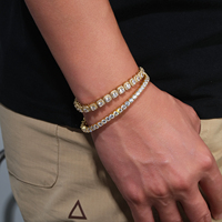 Gelang Berlian CZ Potongan Halo Cushion 6.5mm, Gelang Rantai Tenis Model Bunga Persegi Berlapis Emas 14K, Perhiasan Mewah, Hadiah