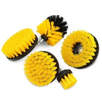 Juego de 5 cepillos de alambre con mango de acero ecológico de PP amarillo para remover nieve de carrocerías de automóviles y limpieza del hogar