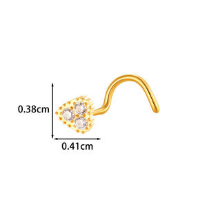 Trébol 18K oro cristal CZ gema nariz tornillo Piercing L curva forma Pin anillos tachuelas joyería - Product Image 6