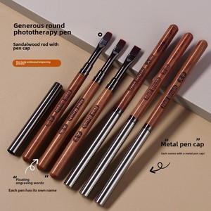 Grand pinceau à ongles rond à tête plate en acrylique, manche en bois de santal avec capuchon, stylo de sculpture et de peinture élégant, outil de manucure professionnel - Product Image 1