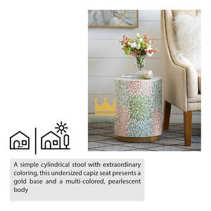 เก้าอี้ปรับระดับได้ทำมือ ประดับเปลือกหอยมุกสุดหรู โต๊ะตกแต่งลายเปลือกหอย ดีไซน์สวยงามสำหรับพื้นที่นั่งเล่น ราคาประหยัด - Product Image 4